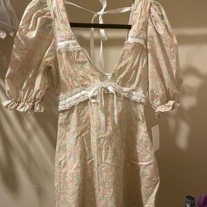 For Love & Lemons Floral Puff Sleeve Dress